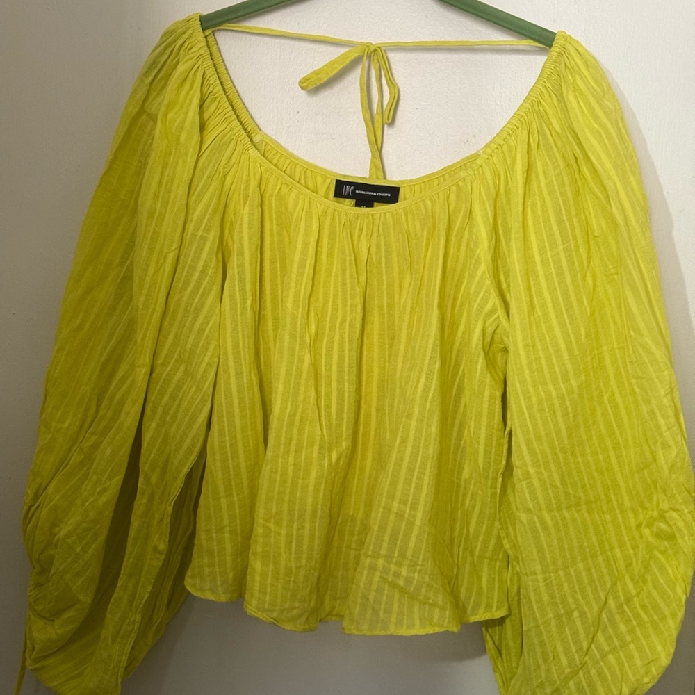 INC Chartreuse Oversized Sleeve Top